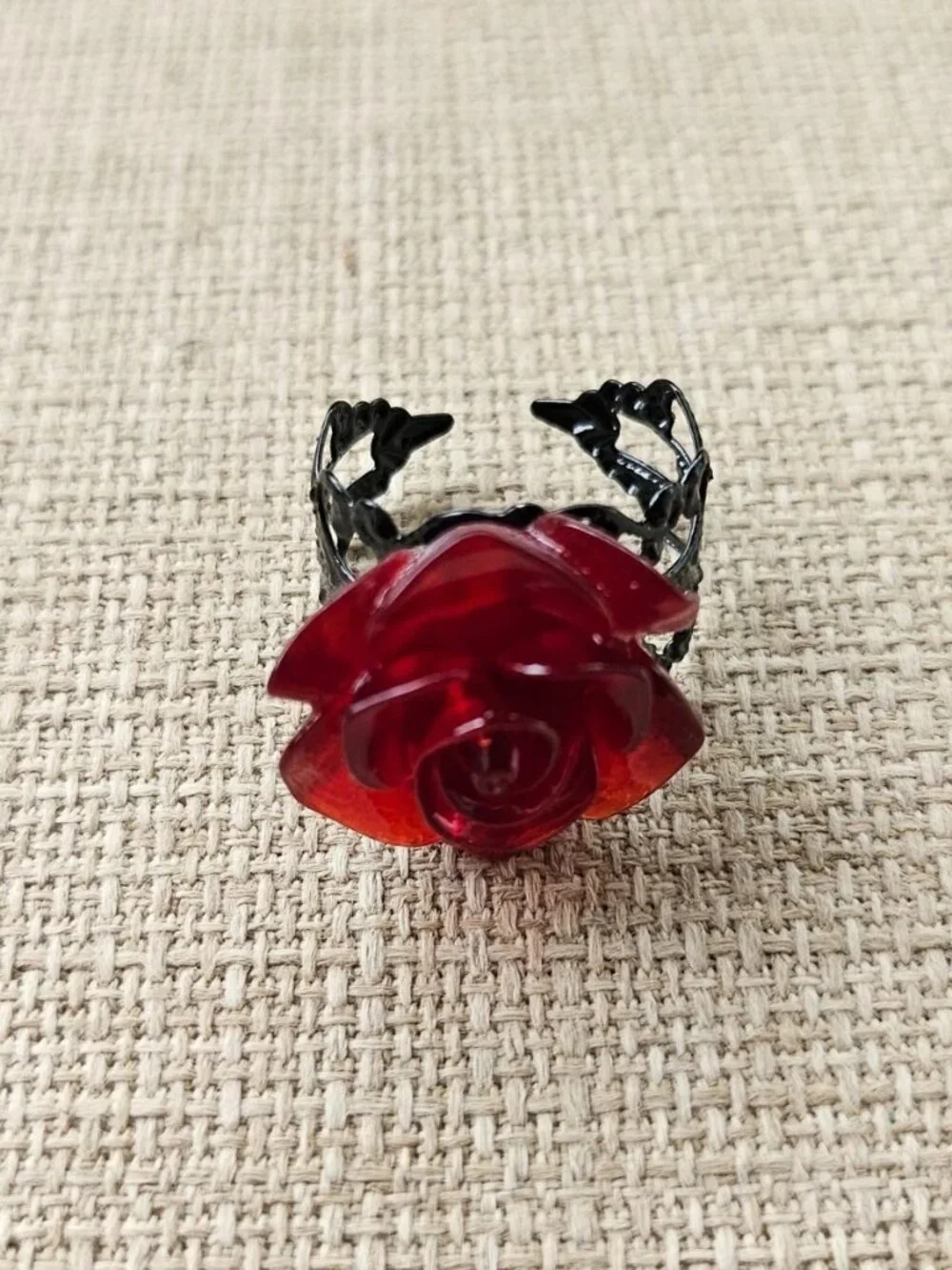 Red Rose Ring Fashion Jewelry Gothic Style Ring Size Adjustable